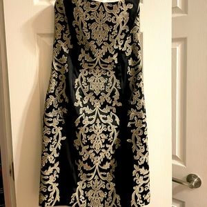 White House Black Market strapless silk printed mini dress